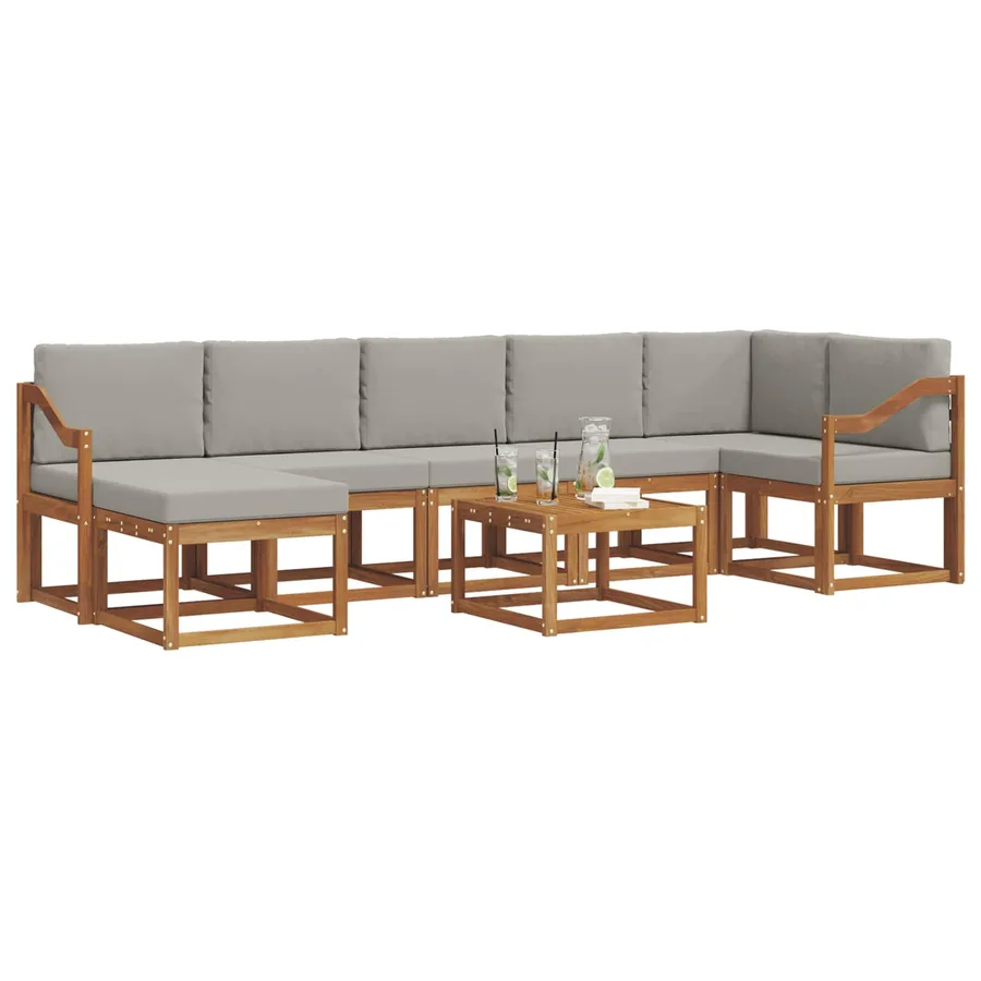 Ensemble de canapés d'extérieur 8 pcs Gris Naturel et Clair - 3