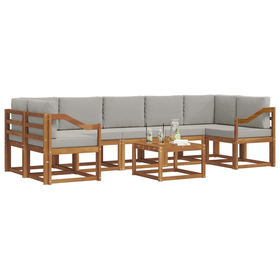 Ensemble de canapés d'extérieur 8 pcs Gris Naturel et Clair - 3