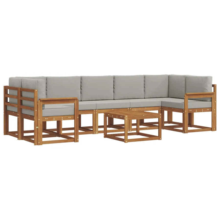 Ensemble de canapés d'extérieur 8 pcs Gris Naturel et Clair - 2
