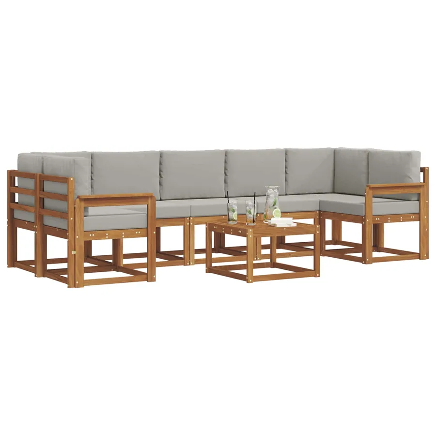 Ensemble de canapés d'extérieur 8 pcs Gris Naturel et Clair - 3