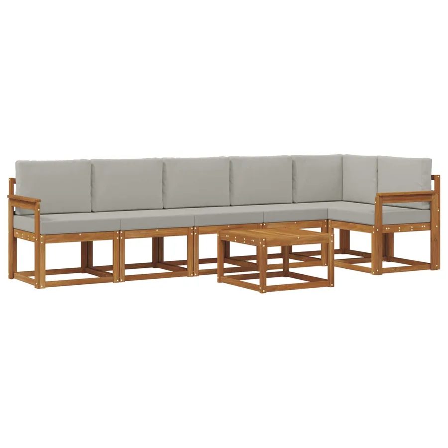Ensemble de canapés d'extérieur 7 pcs Gris Naturel et Clair - 2