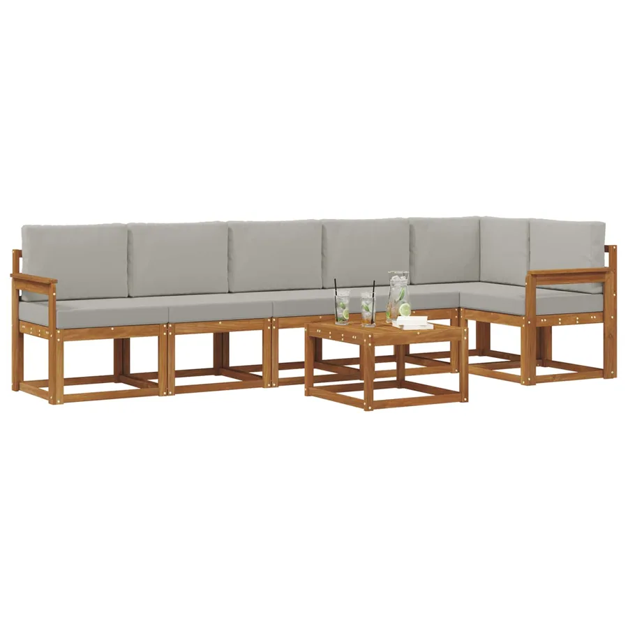 Ensemble de canapés d'extérieur 7 pcs Gris Naturel et Clair - 3
