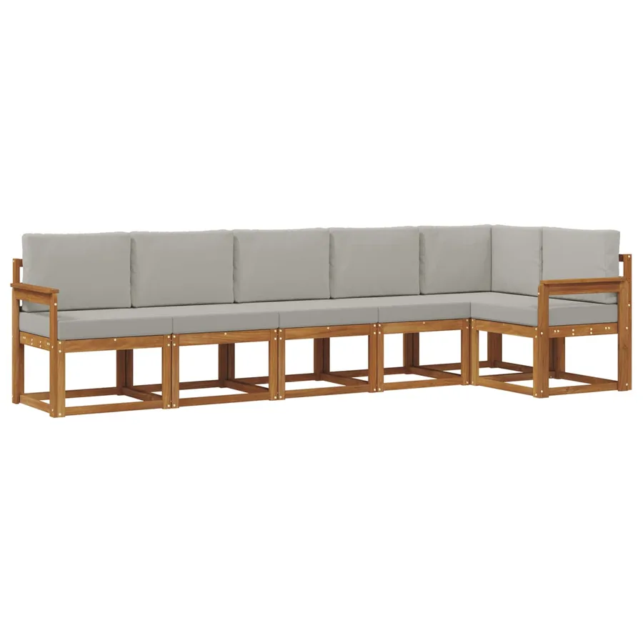 Ensemble de canapés d'extérieur 6 pcs Gris Naturel et Clair - 2