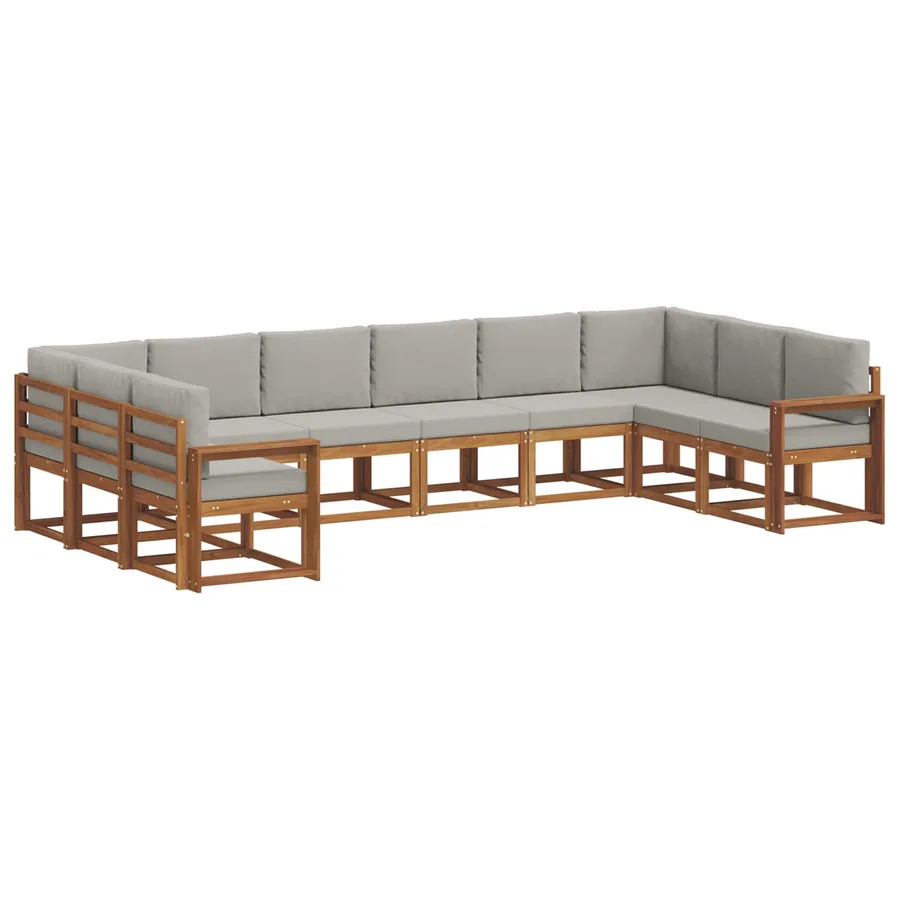 Ensemble de canapés d'extérieur 10 pcs Gris Naturel et Clair - 2
