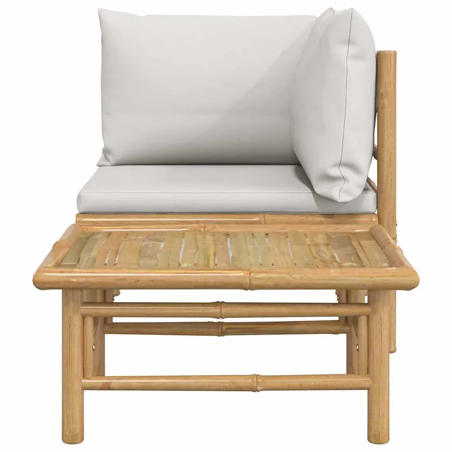 Salon de jardin 2 pcs avec coussins gris clair bambou - 3