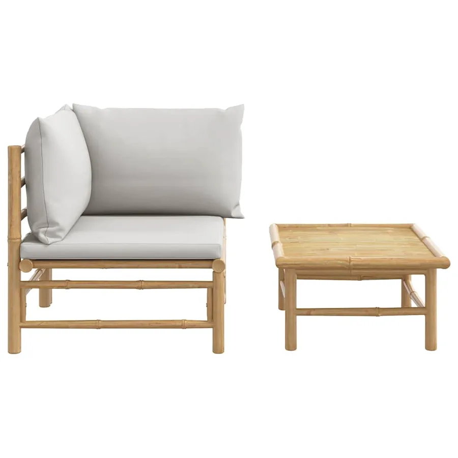 Salon de jardin 2 pcs avec coussins gris clair bambou - 6