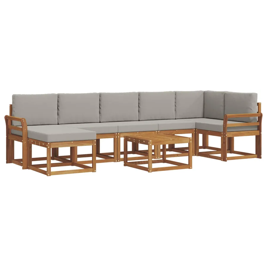 Ensemble de canapés d'extérieur 8 pcs Gris Naturel et Clair - 2