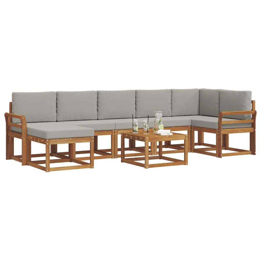 Ensemble de canapés d'extérieur 8 pcs Gris Naturel et Clair - 3