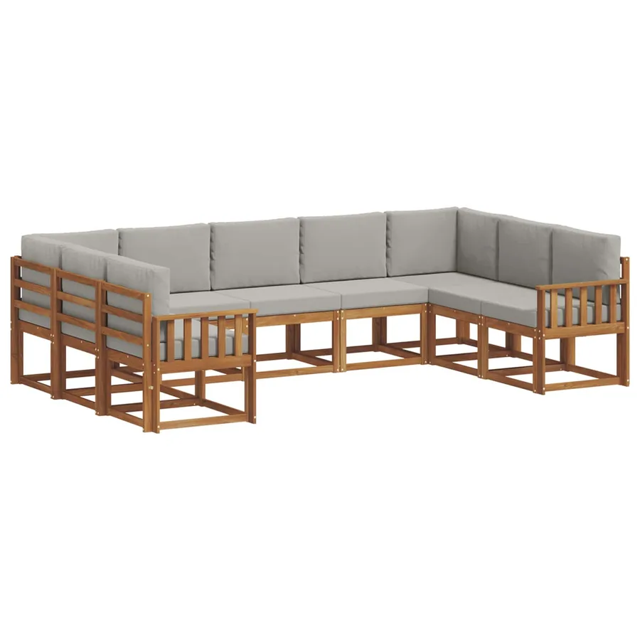 Ensemble de canapés d'extérieur 9 pcs Gris Naturel et Clair - 2