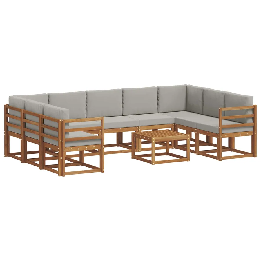 Ensemble de canapés d'extérieur 10 pcs Gris Naturel et Clair - 2