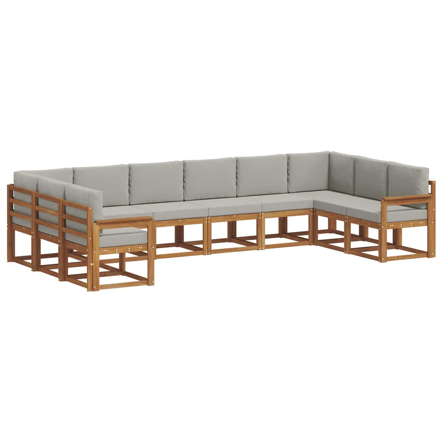 Ensemble de canapés d'extérieur 10 pcs Gris Naturel et Clair - 2