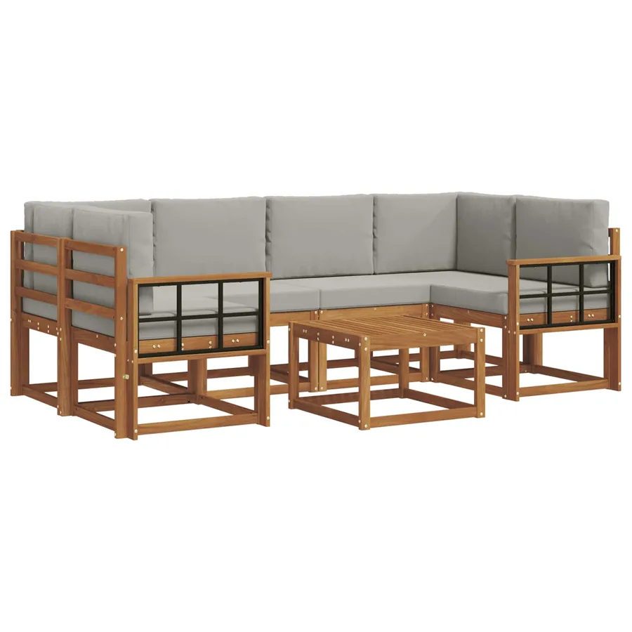 Ensemble de canapés d'extérieur 7 pcs Gris Naturel et Clair - 2