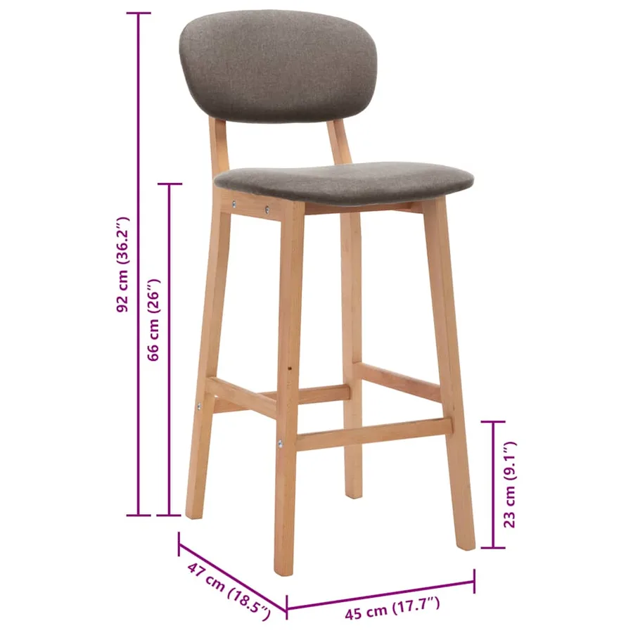 Tabourets de bar lot de 2 taupe tissu - 8