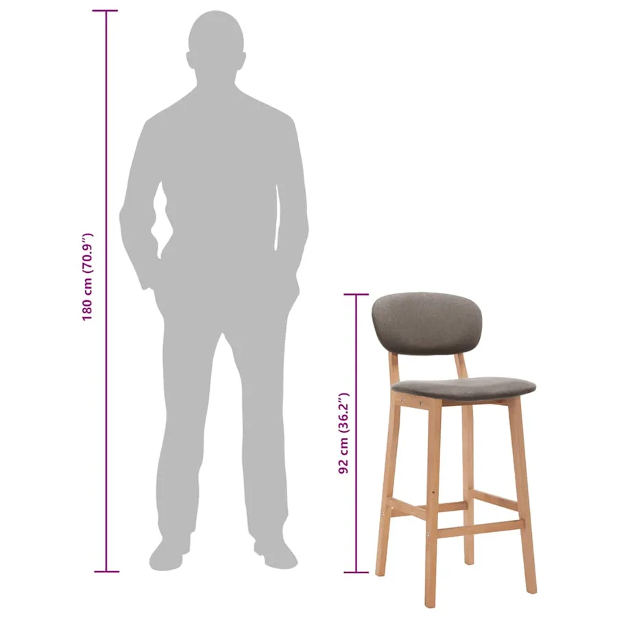 Tabourets de bar lot de 2 taupe tissu - 9
