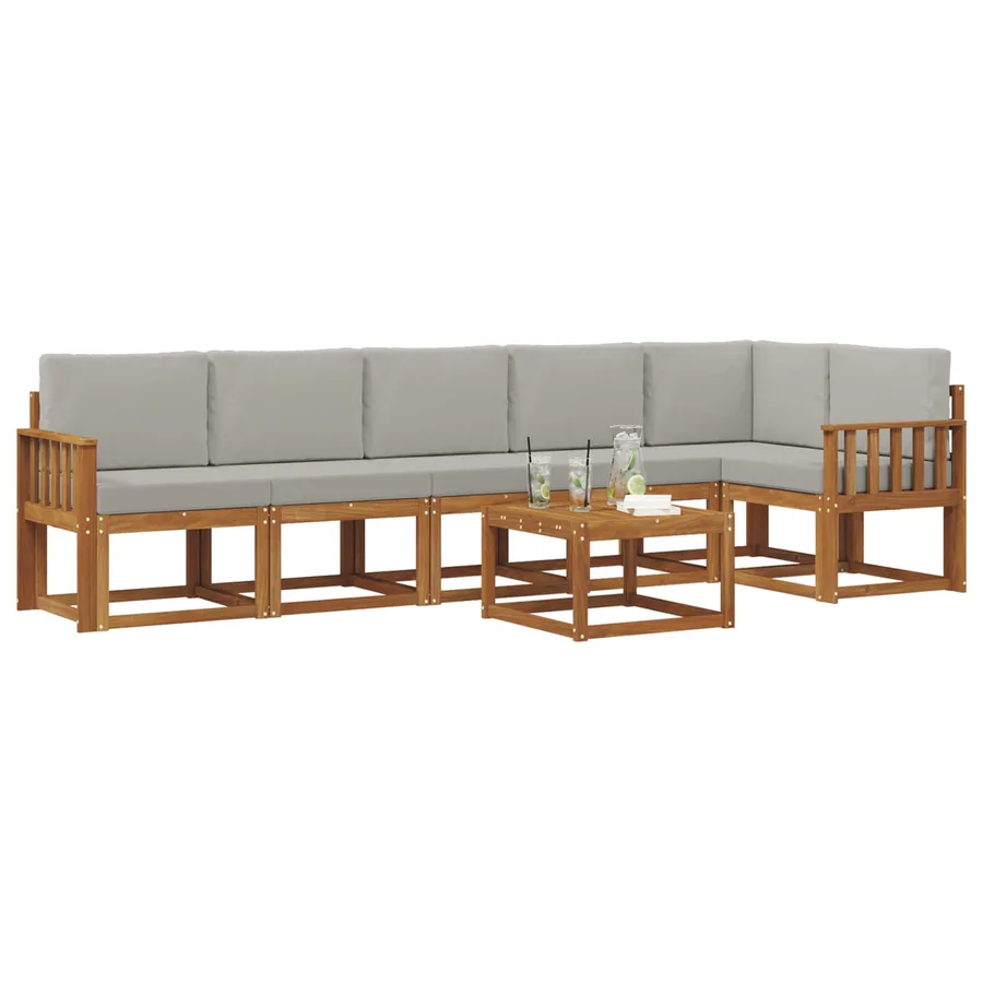 Ensemble de canapés d'extérieur 7 pcs Gris Naturel et Clair - 3