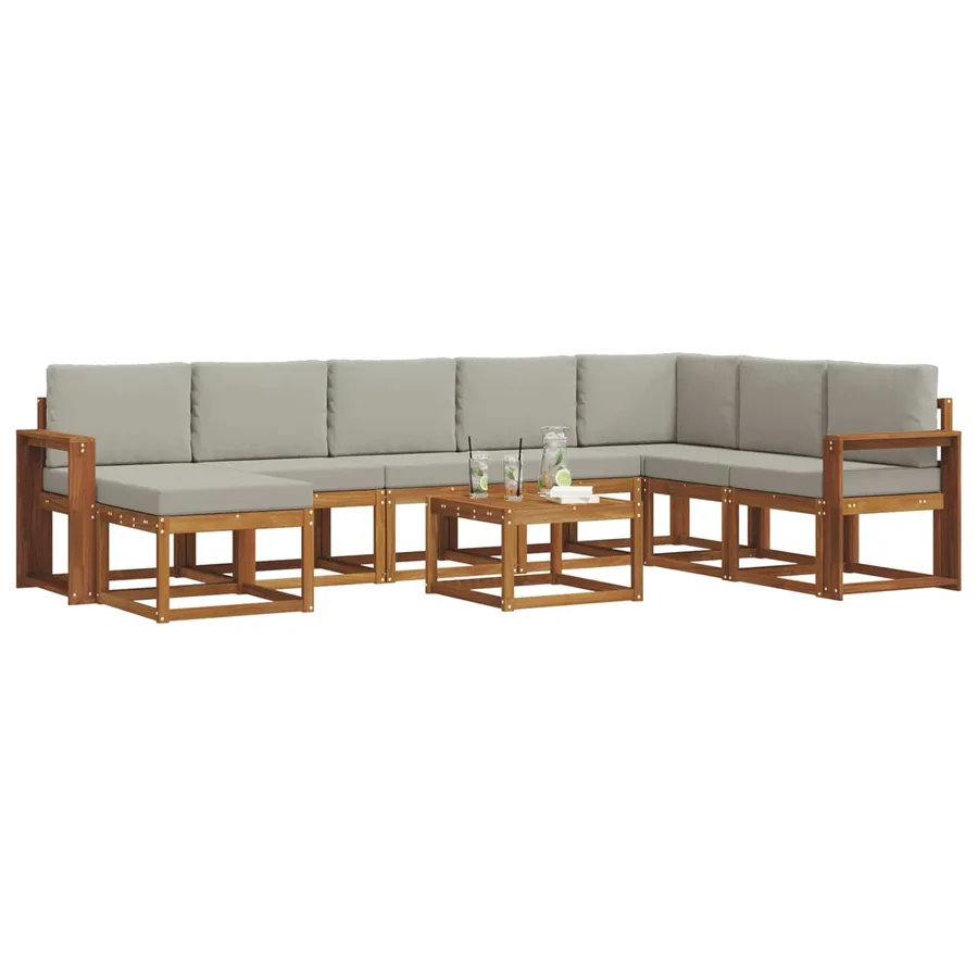 Ensemble de canapés d'extérieur 9 pcs Gris Naturel et Clair - 3