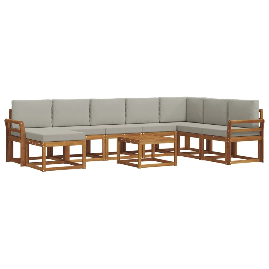 Ensemble de canapés d'extérieur 9 pcs Gris Naturel et Clair - 2