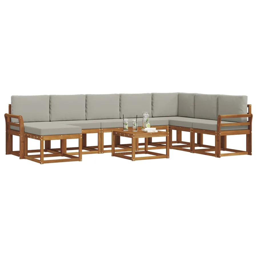 Ensemble de canapés d'extérieur 9 pcs Gris Naturel et Clair - 3