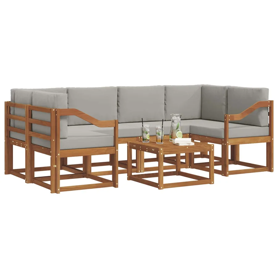 Ensemble de canapés d'extérieur 7 pcs Gris Naturel et Clair - 3