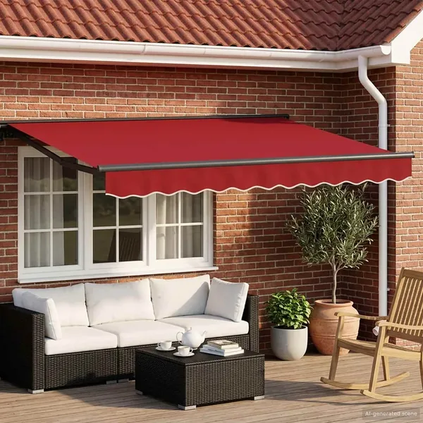 Auvent rétractable électrique Rouge et Anthracite 3,5 x 2,5 m