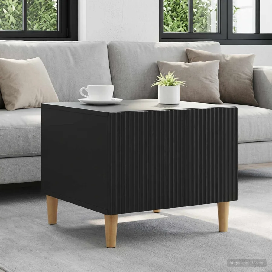 Table basse avec tiroir Noir 49 x 50 x 40 cm Bois d'ingénierie