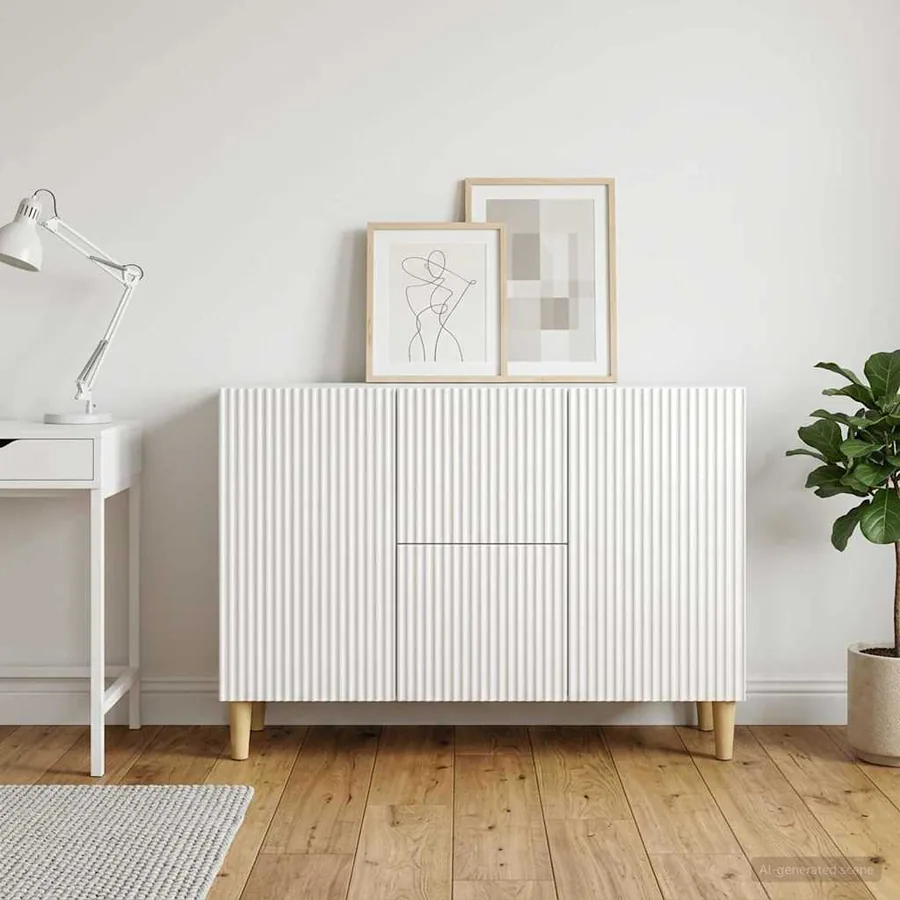 Buffet Blanc brillant 89 x 34,5 x 60 cm Bois d'ingénierie