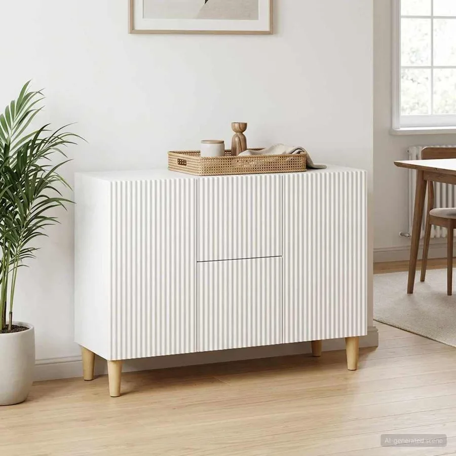 Buffet Blanc brillant 89 x 34,5 x 60 cm Bois d'ingénierie - 4