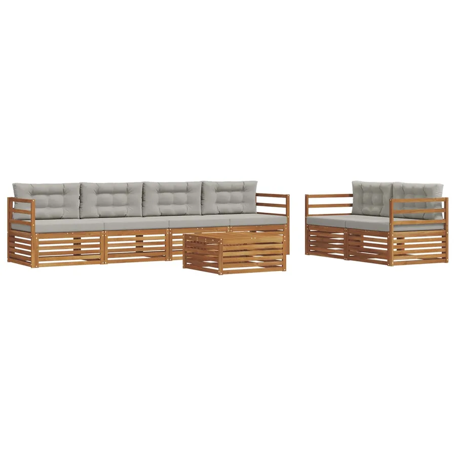 Ensemble de canapés d'extérieur 7 pcs Gris Naturel et Clair - 2