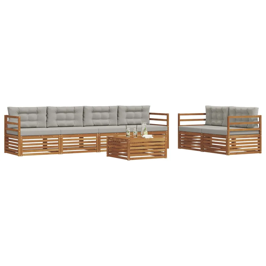 Ensemble de canapés d'extérieur 7 pcs Gris Naturel et Clair - 3