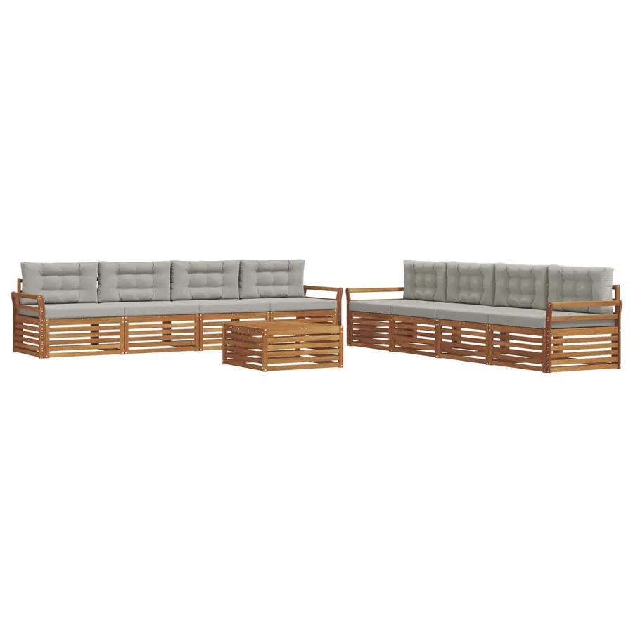 Ensemble de canapés d'extérieur 9 pcs Gris Naturel et Clair - 2