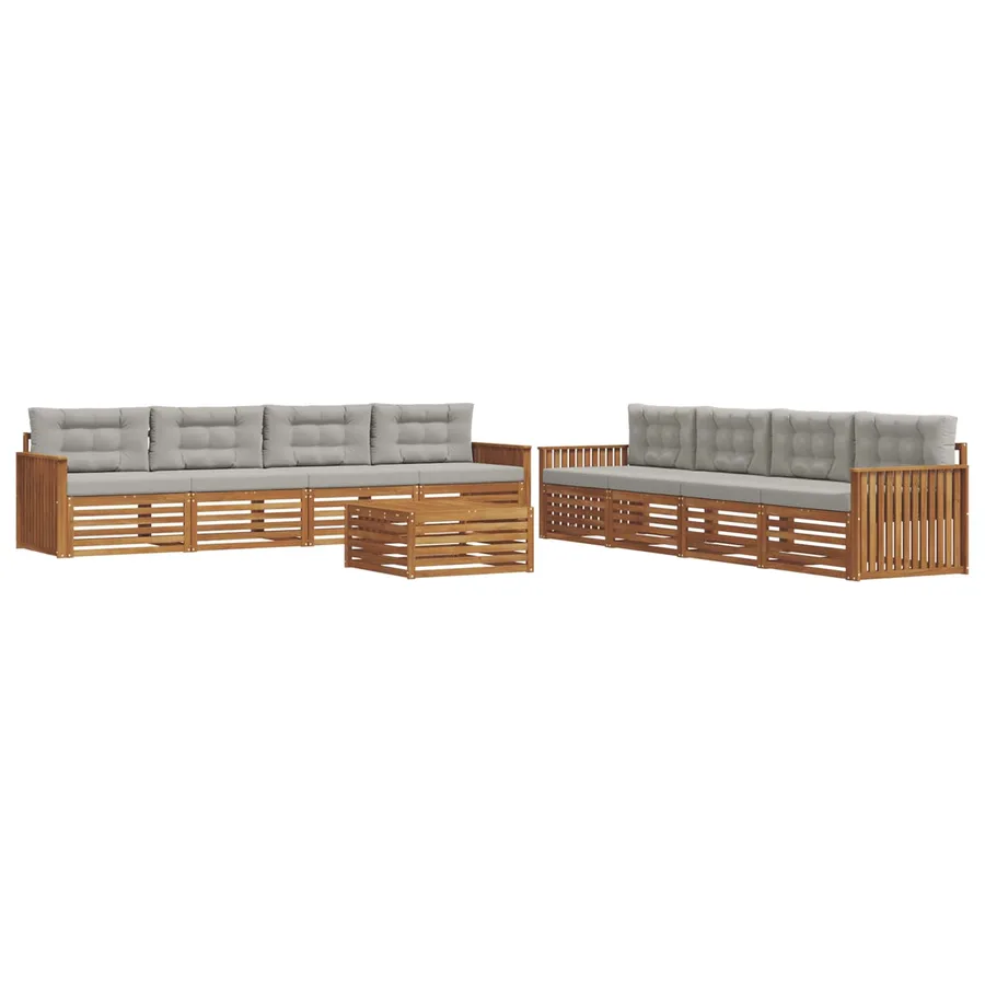 Ensemble de canapés d'extérieur 9 pcs Gris Naturel et Clair - 2