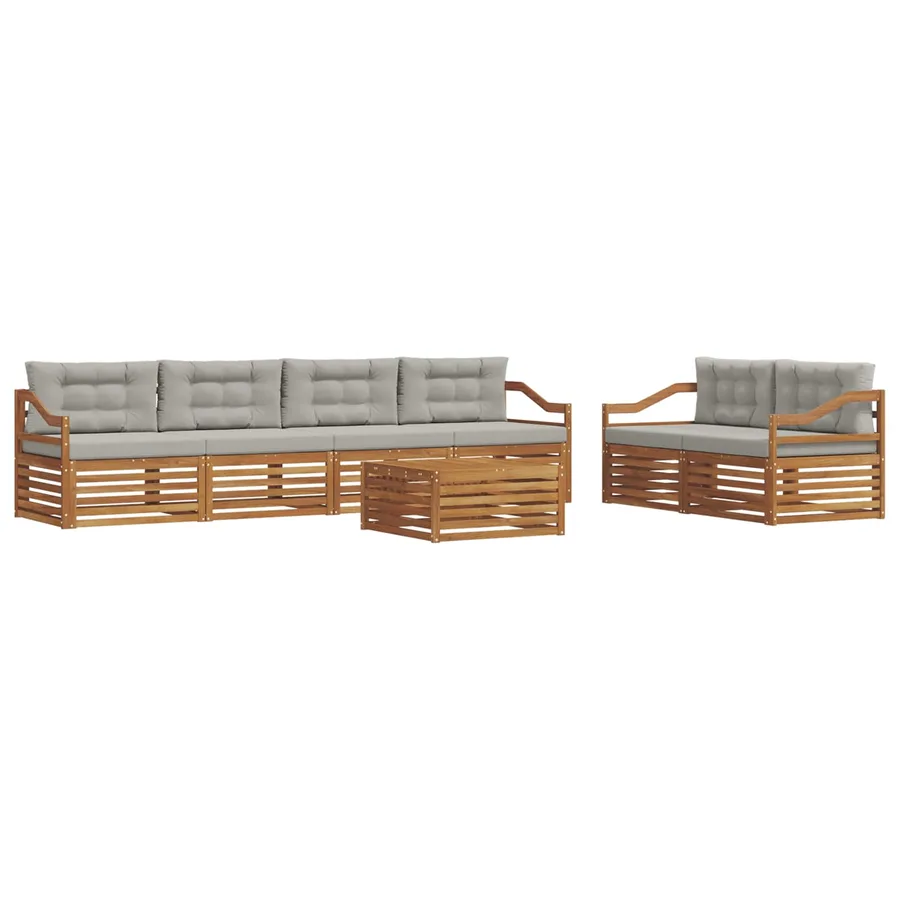 Ensemble de canapés d'extérieur 7 pcs Gris Naturel et Clair - 2