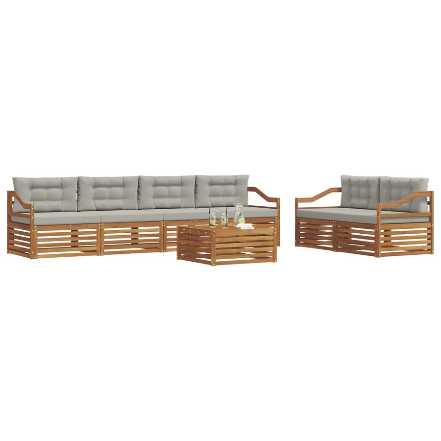 Ensemble de canapés d'extérieur 7 pcs Gris Naturel et Clair - 3