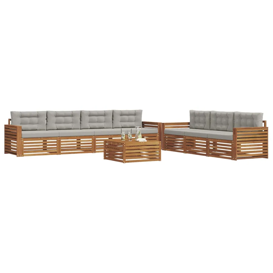 Ensemble de canapés d'extérieur 8 pcs Gris Naturel et Clair - 3