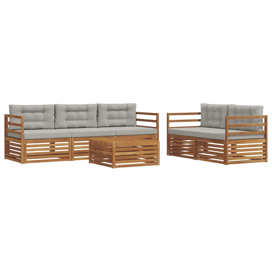Ensemble de canapés d'extérieur 6 pcs Gris Naturel et Clair - 2