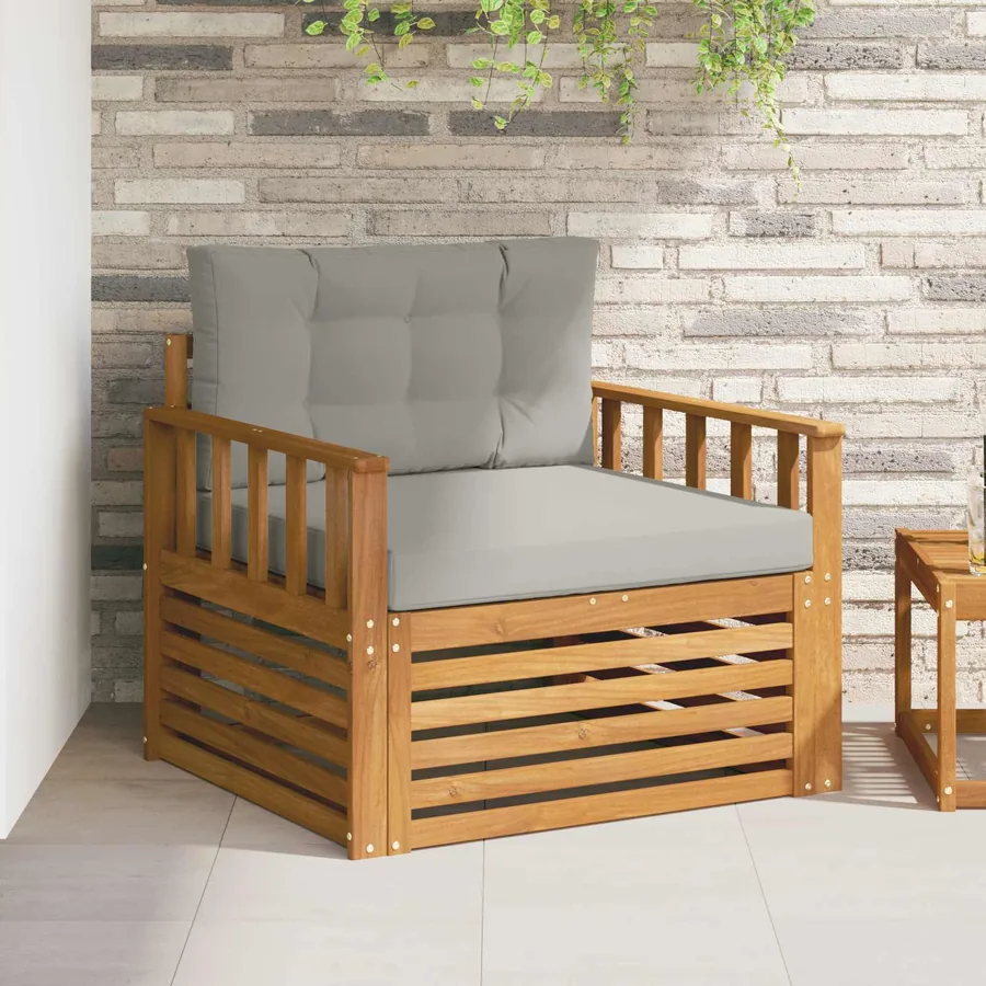 Canapé d’extérieur Bois d'acacia massif et polyester