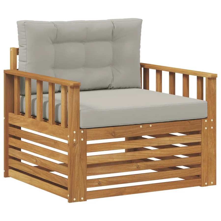 Canapé d’extérieur Bois d'acacia massif et polyester - 2
