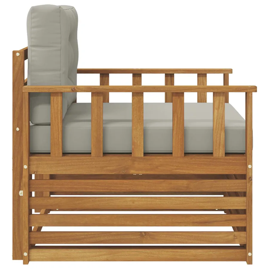 Canapé d’extérieur Bois d'acacia massif et polyester - 4