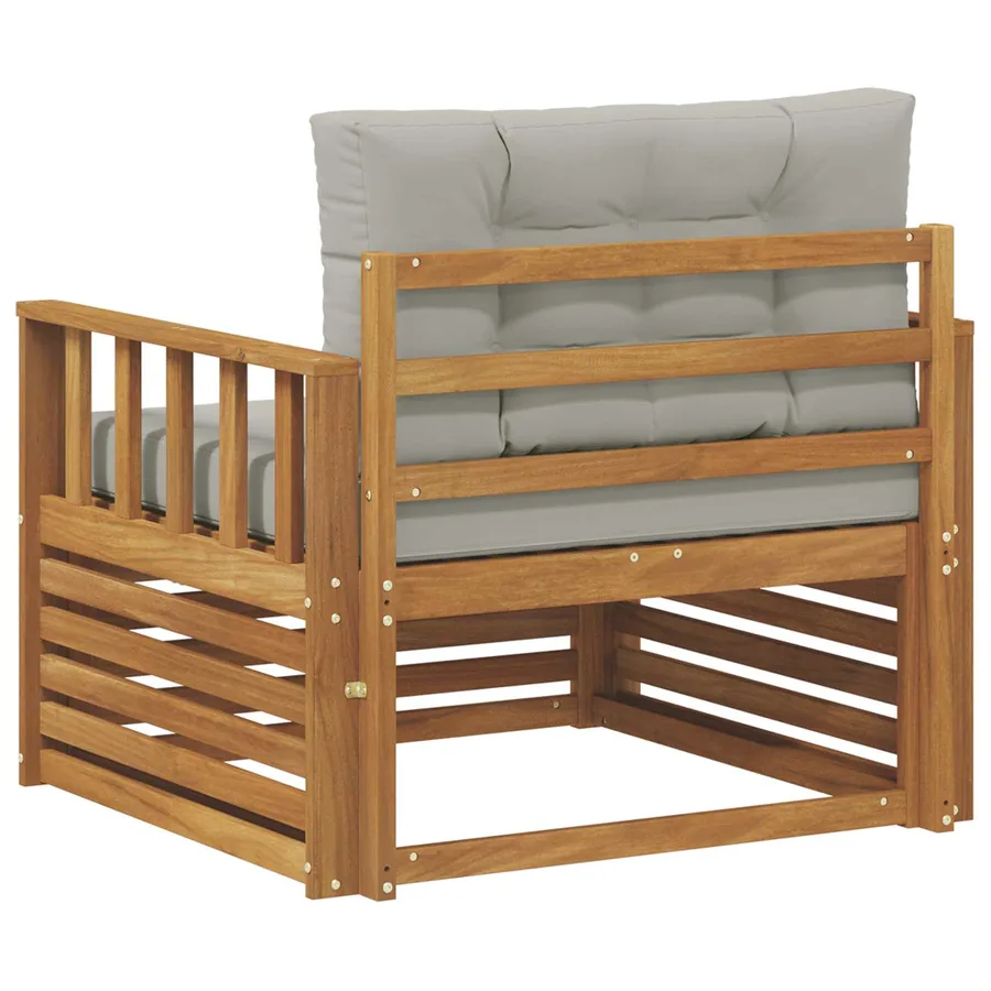 Canapé d’extérieur Bois d'acacia massif et polyester - 5