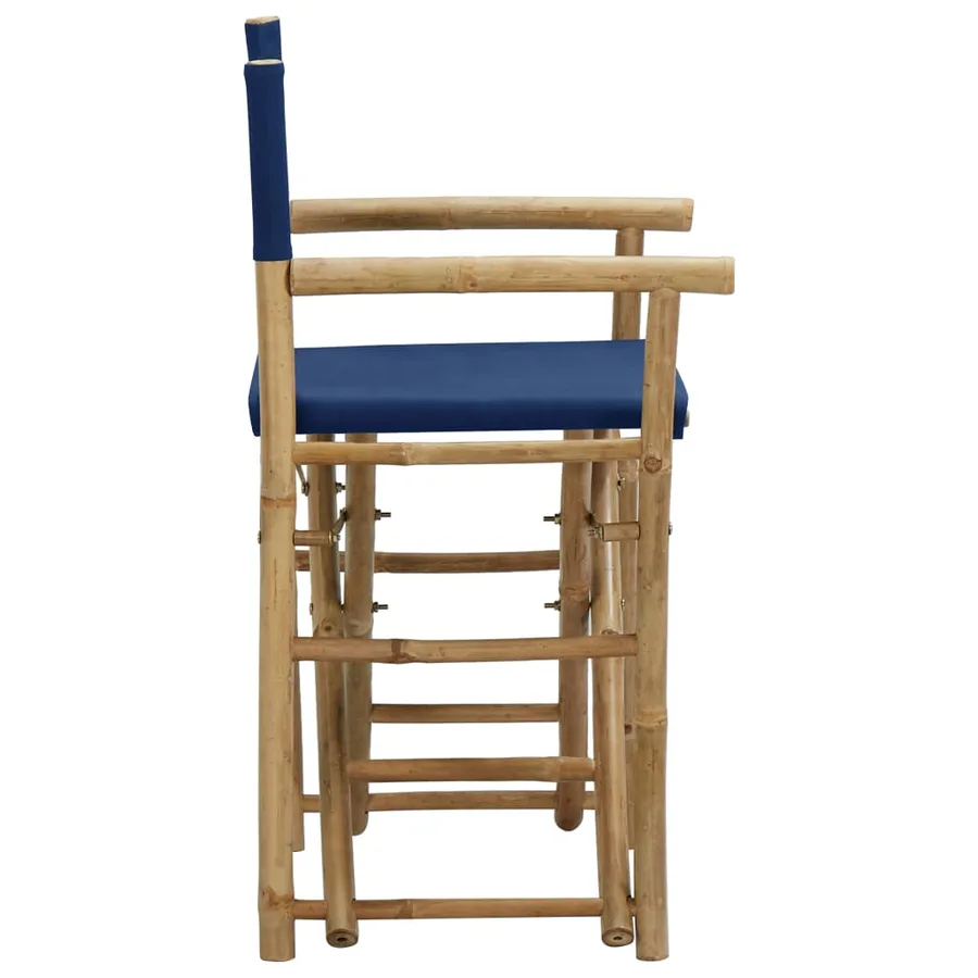 Chaises pliables de directeur lot de 2 Bleu Bambou et tissu - 4