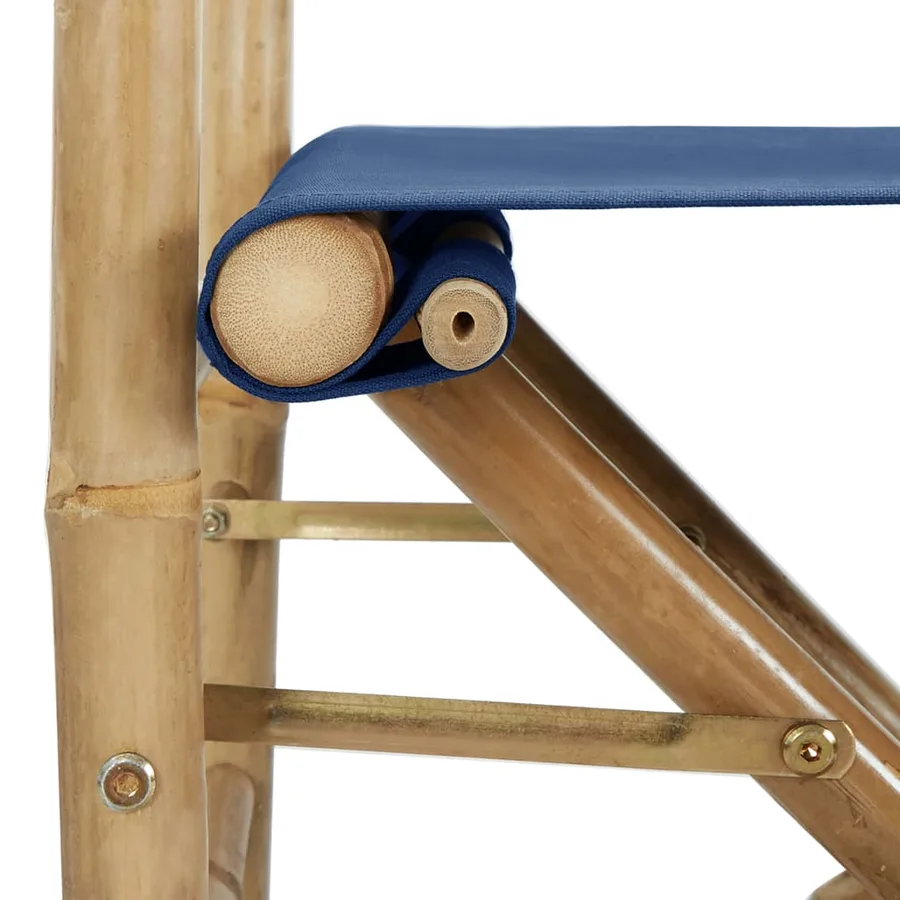 Chaises pliables de directeur lot de 2 Bleu Bambou et tissu - 7