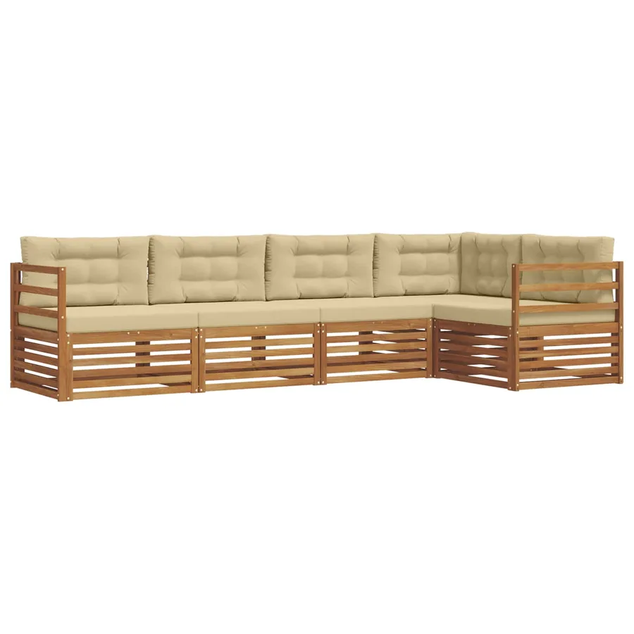 Ensemble de canapés d'extérieur 5 pcs Naturel et Beige - 2