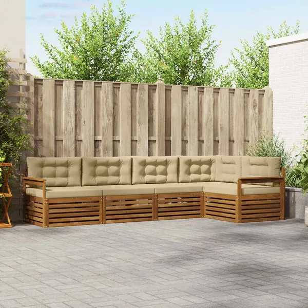 Ensemble de canapés d'extérieur 5 pcs Naturel et Beige