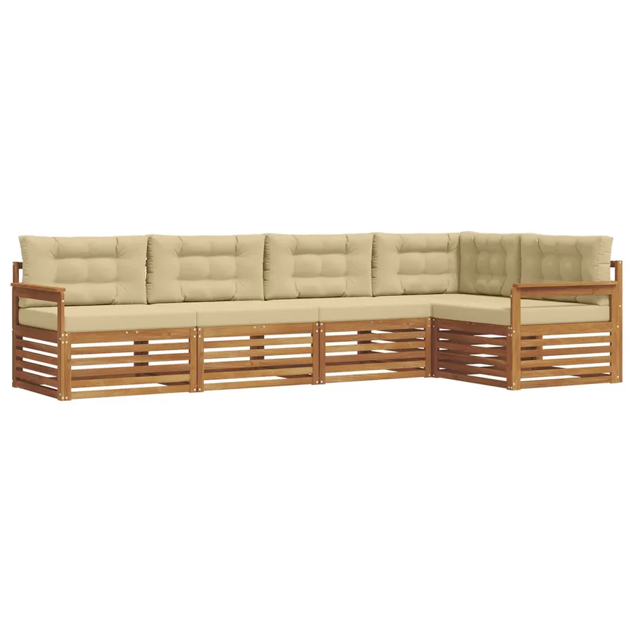 Ensemble de canapés d'extérieur 5 pcs Naturel et Beige - 2
