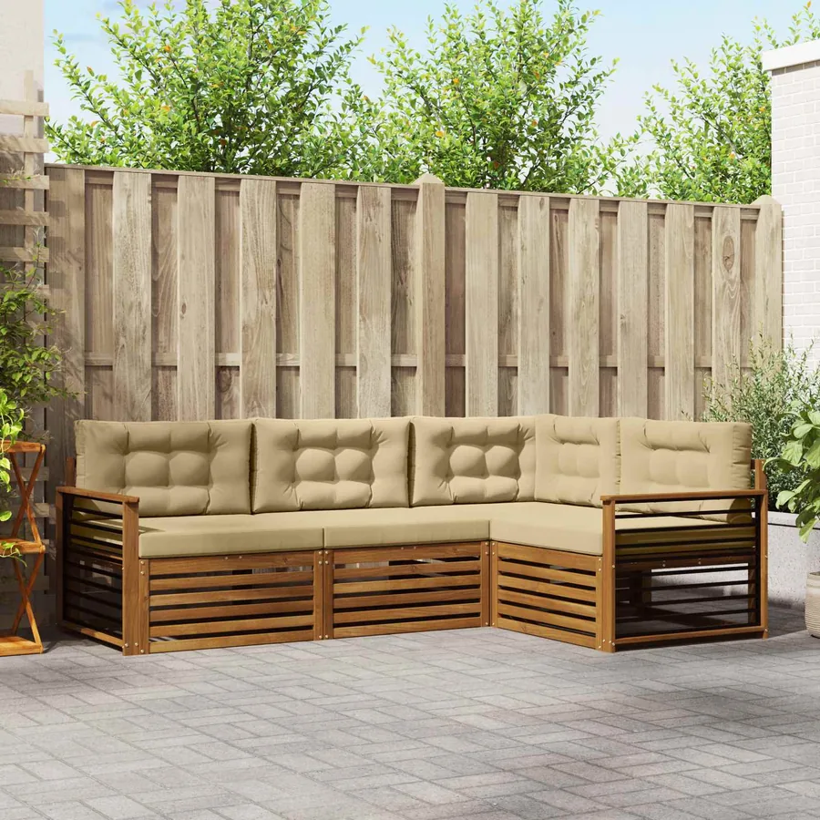 Ensemble de canapés d'extérieur 4 pcs Naturel et Beige