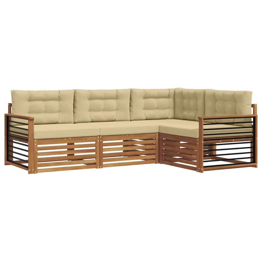 Ensemble de canapés d'extérieur 4 pcs Naturel et Beige - 2