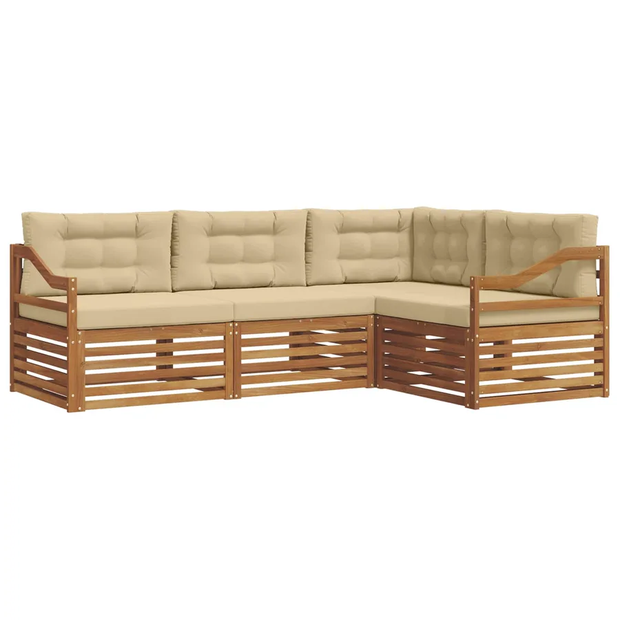 Ensemble de canapés d'extérieur 4 pcs Naturel et Beige - 2