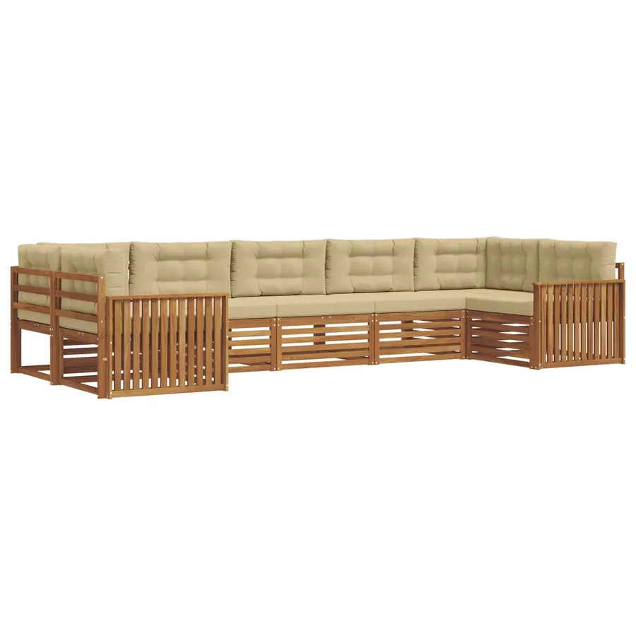 Ensemble de canapés d'extérieur 7 pcs Naturel et Beige - 2