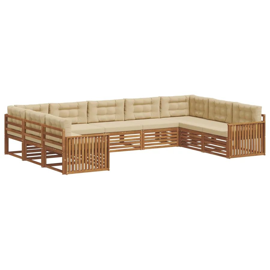 Ensemble de canapés d'extérieur 9 pcs Naturel et Beige - 2