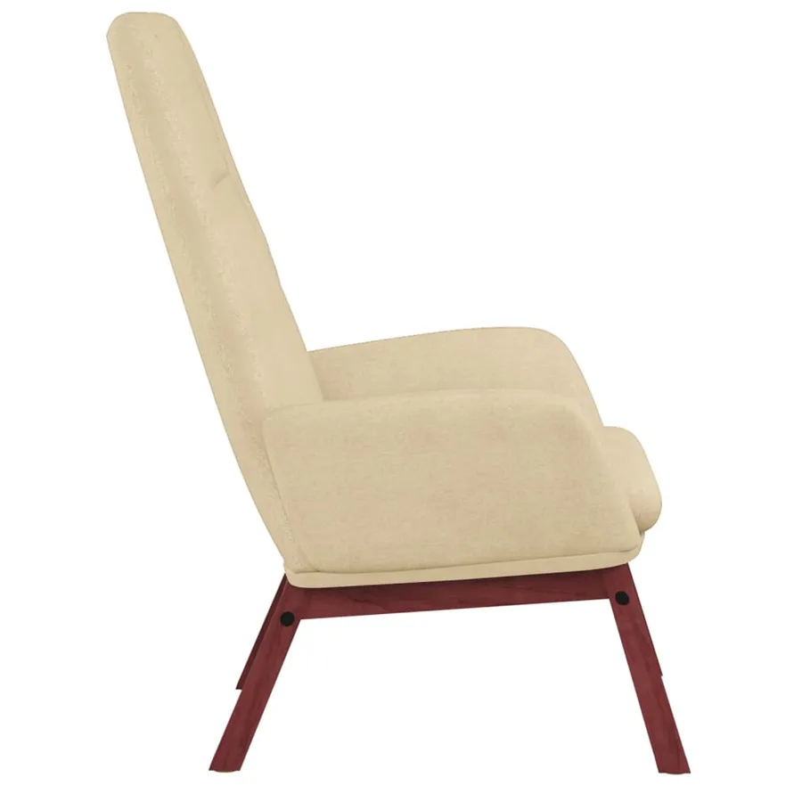 Chaise de relaxation avec repose-pied Crème Tissu - 5